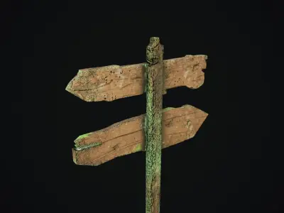 Old signpost Low-poly 3D model