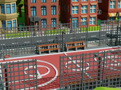 Lowpoly city Brooklyn style 3D model