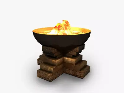 Ancient brazier fire pit bowl  Low-poly 3D model