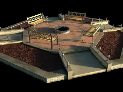 Small Octagon Garden Bed with PBR 3D model