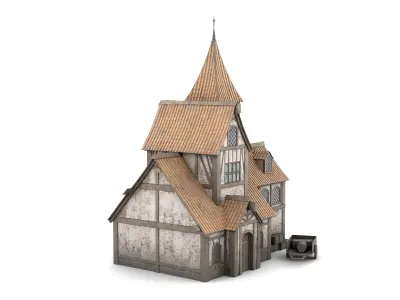 Vintage Cottage Low-poly 3D model