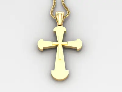 Light Gold 18K Cross Pendant 2CP052 3D print model
