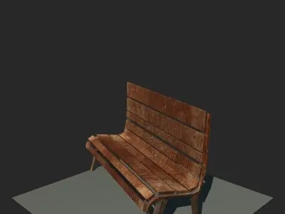 Bench wooden Free low-poly 3D model