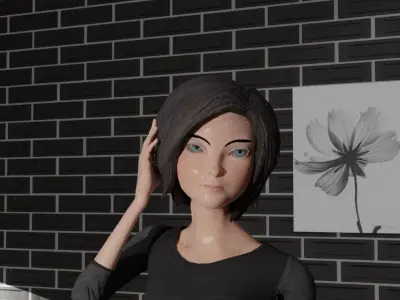 mini room and female model Free 3D model