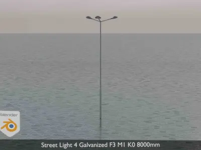 Street Light 4 Galvanized F3 M1 K0 8000mm  Low-poly 3D model