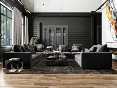 LivingRoom interior scene 3D model purchase