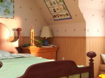 Cartoon Corridor Bedroom BabyRoom 3D model