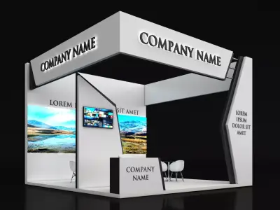 Booth Exhibition Stand Stall 6X6m Height 450 cm 3 Side Open 3D model