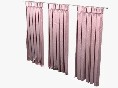 Goblet Heading pink kids Curtain 3D model