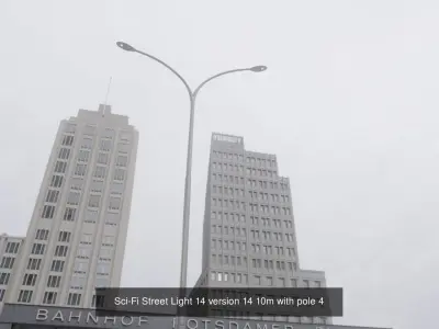 Sci-Fi Street Light 14 with pole 4 3D Model Pack