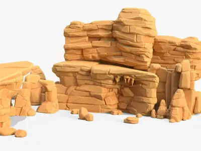  Stylized SandStone Rock Pack Low-poly 3D model