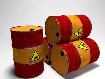 Damage Orange Barrel Low-poly 3D model