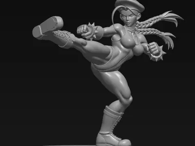 High Poly Street Fighter Cammy White 3D STL File 3D print model