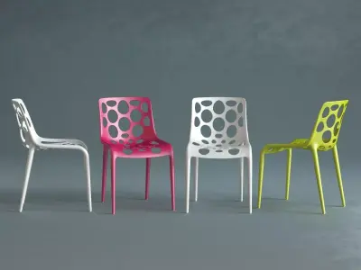 Chair four colorful chairs 3D model