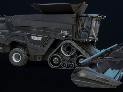  Modern Combine Harvester Fendt Black PBR 