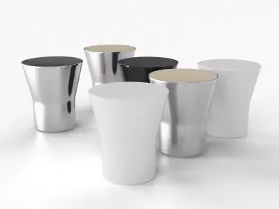 Mono stainless steel coffee table and wooden bowl 3D model