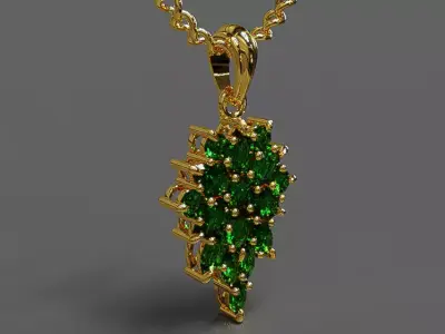 Prong set multi shaped gemstones necklace 3D print model