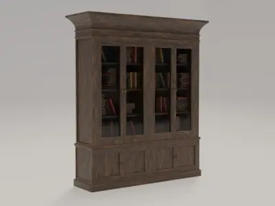 Glass Door Antique Bookcase 3D model