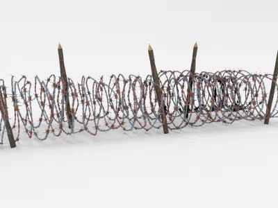 Low Poly Barb Wire Obstacle Low-poly 3D model