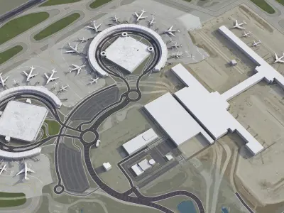 Kansas City Airport Low-poly 3D model