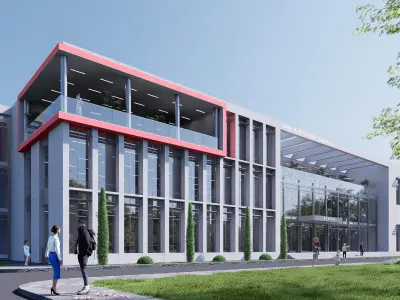 Building modern architecture Low-poly 3D model