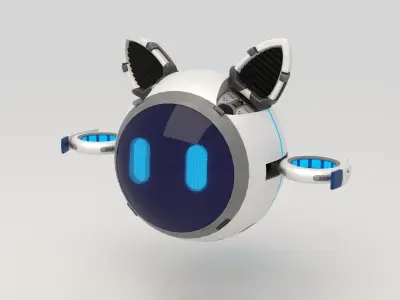 Cute set of Robots Low-poly 3D model