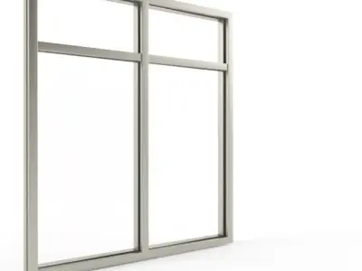 Window cross section of aluminum frame 3D model