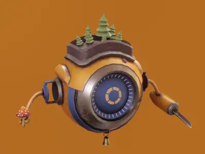 Farmer - Agricultural robot Low-poly 3D model