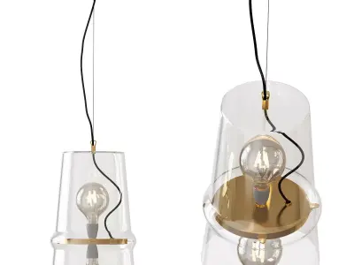 Chandelier pendant light with two bulbs hanging from it 3D model