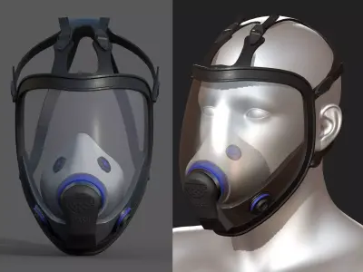 Gas mask protection futuristic fantasy plastic  Low-poly 3D model