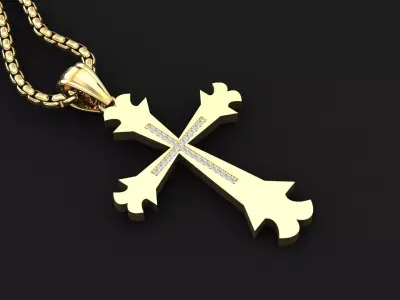 High Cross Pendant Light Gold 18K 3CP039 3D print model