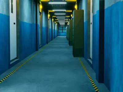 Modular Basement Corridor - Game Ready - PBR