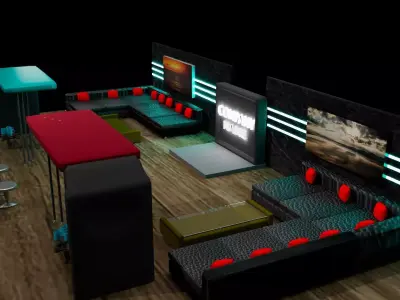 Exhibition Lounge  Event Booth Interior 3D Model 3D model