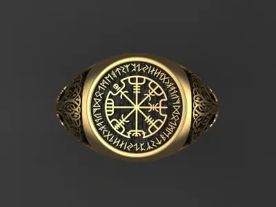 Men ring with the ancient symbols RUNES cnc model or 3D print model