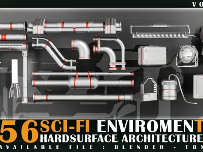 56 Sci-Fi Enviroment Architecture vol 01 Low-poly 3D model