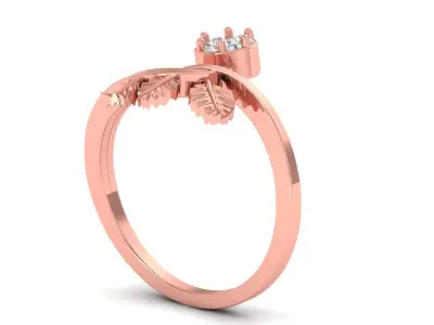 Solitaire Wedding Engagement Women Light Weight Bypass Rings 3D print model 5