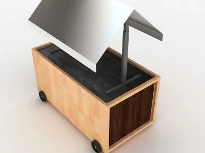 3d cart wooden with roof 3D model