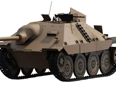 Jagdpanzer 38 Hetzer with interior 3D model