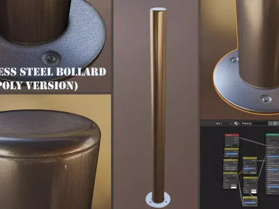 Stainless Steel Bollard - High-Poly 3D model