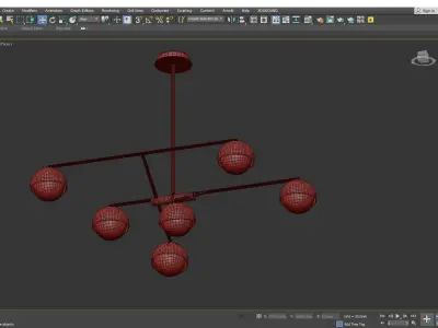 Postmodern Sputnik Chandelier Metal Living Room Pendant Low-poly 3D model