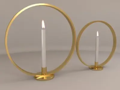 The Candles two candle holders in circular shape Low-poly 3D model