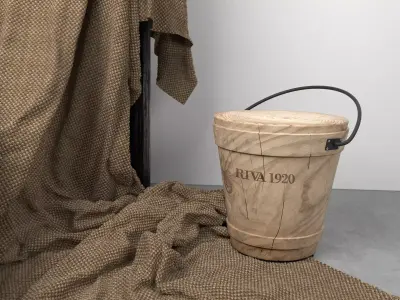 Secchio two wooden buckets with handles 3D model