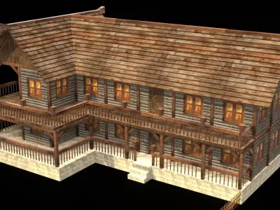 Medieval Farmhouse Low Poly Model Low-poly 3D model