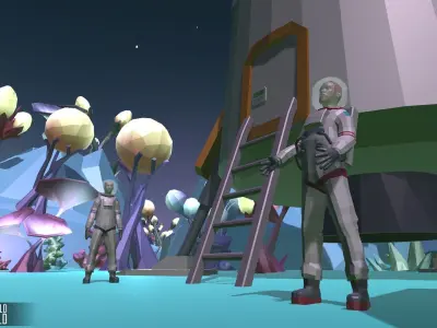 LOW POLY WORLD - ALIEN WORLD Low-poly 3D model