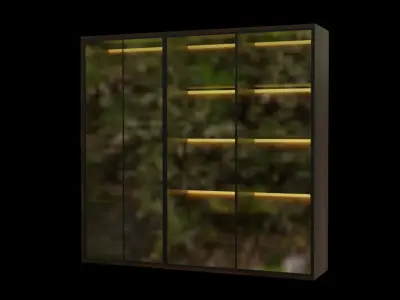 wardrobe glass door with lights Low-poly 3D model