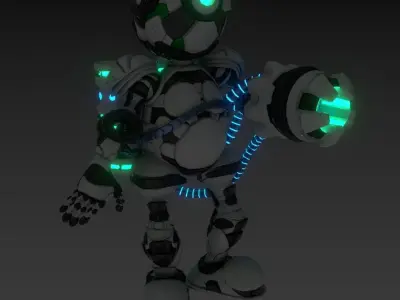 Robot with wires Low-poly 3D model