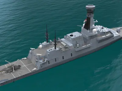  Royal Navy Frigate Type 26 Afloat with AW101 Merlin Grey 