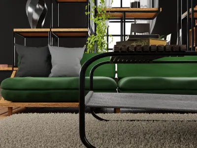 Modern living room set Low-poly 3D model