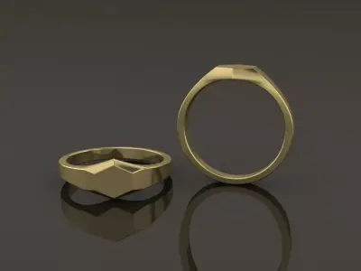 Dainty Thin Signet Ring Hexagon Mix Size 3D print model