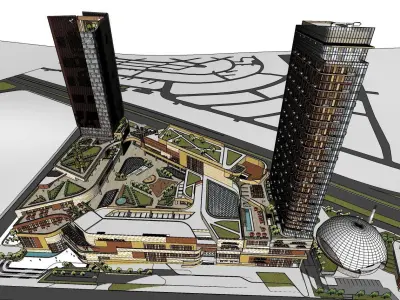 Modern minimalist high-rise 3D model